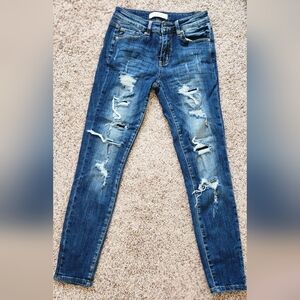 Distressed Blue Jeans